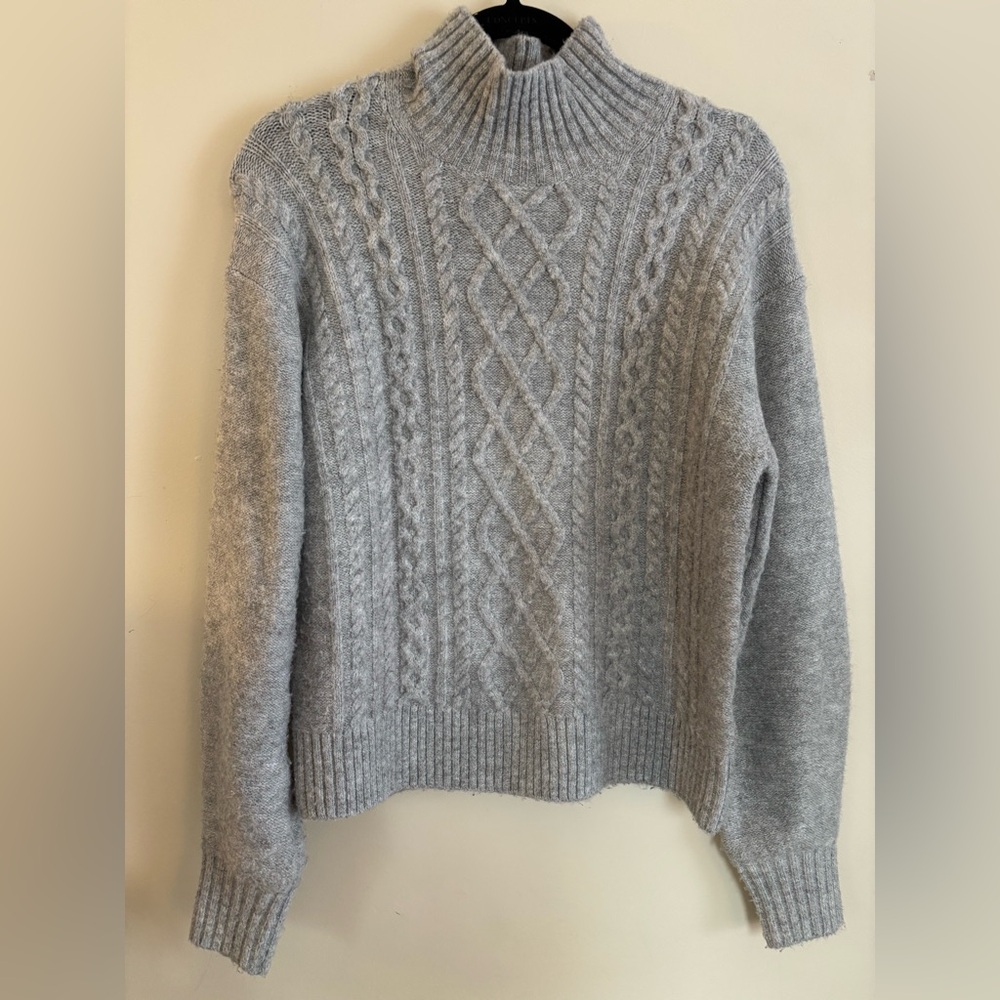 GAP Light Gray Cable Turtleneck Sweater